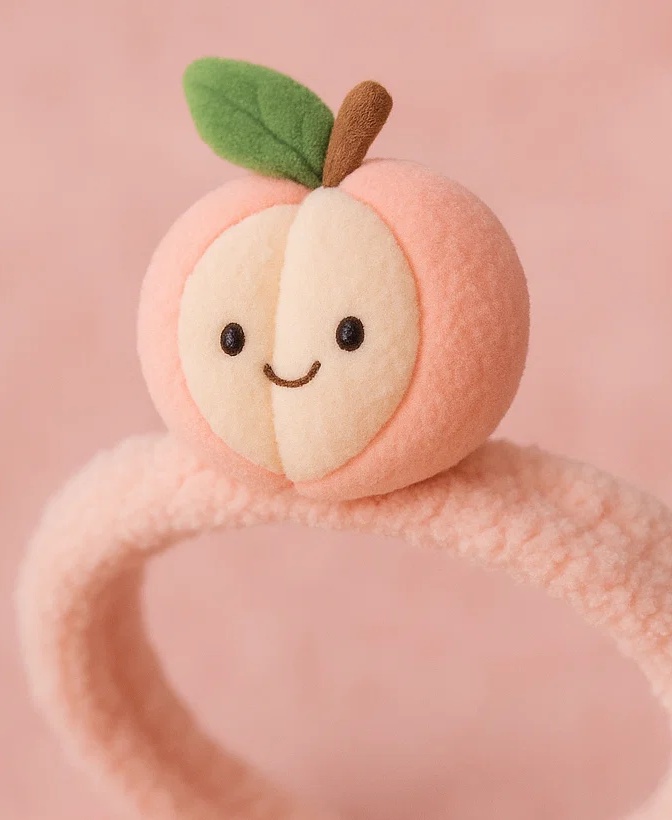 Peach Plush Baby Headband - Adorable Infant Hair Accessory with Fruit Design 🍑