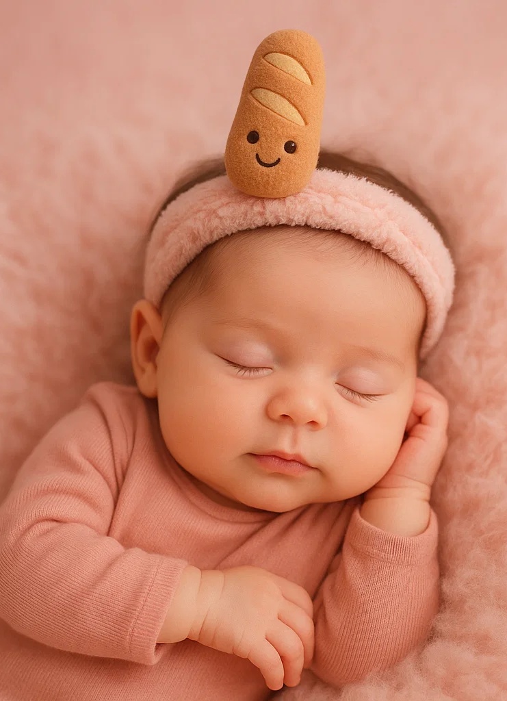 Bread Plush Baby Headband - Adorable Infant Hair Accessory with Cartoon Loaf Design