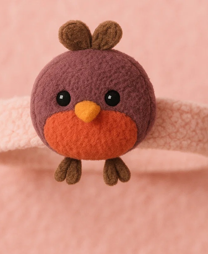 Diadema de Bebé con Petirrojo de Peluche - Tierno accesorio de cabello infantil con diseño de pájaro