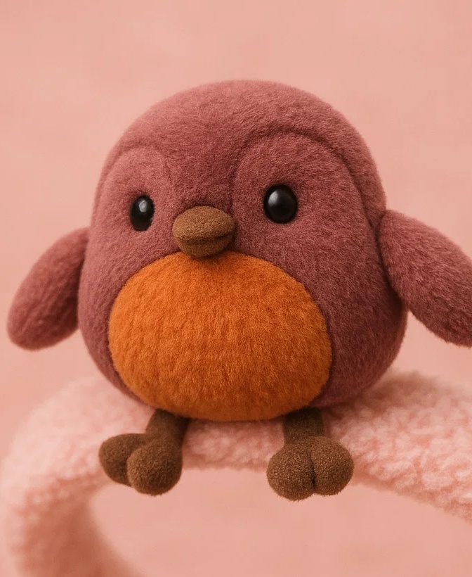 Bandeau bébé en peluche rouge-gorge - Accessoire cheveux mignon pour nourrisson avec design d’oiseau