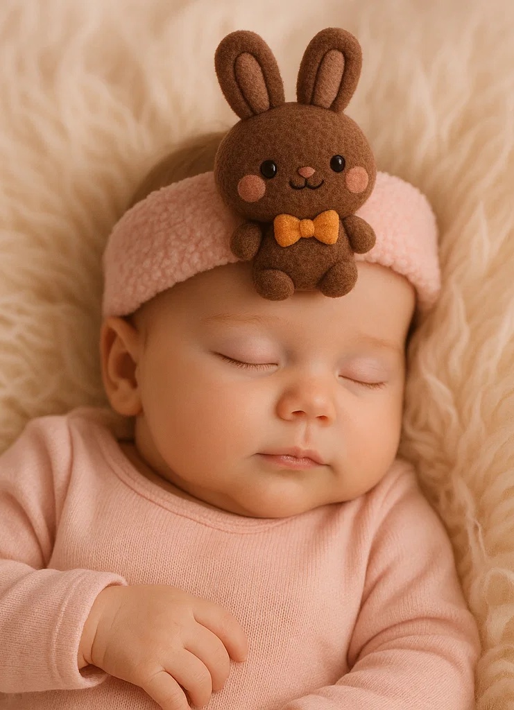 Bunny Plush Baby Headband - Soft Infant Hair Accessory with Bow Tie