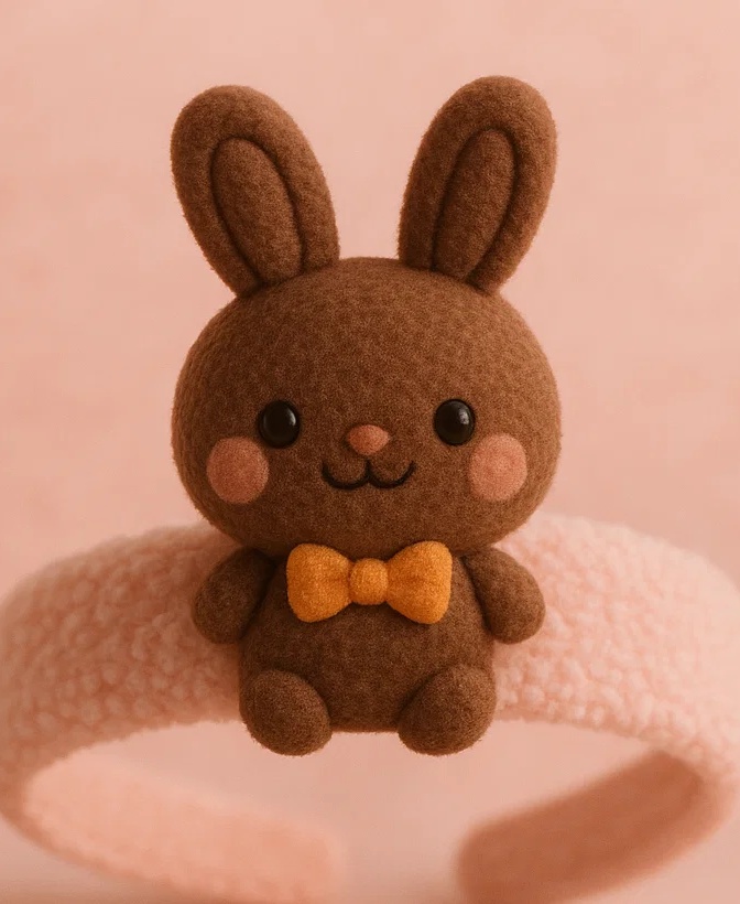 Bunny Plush Baby Headband - Soft Infant Hair Accessory with Bow Tie