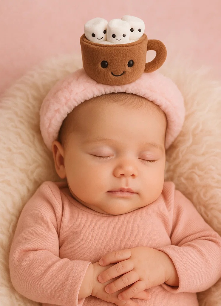Hot Cocoa Plush Baby Headband - Soft Cartoon Infant Hair Accessory
