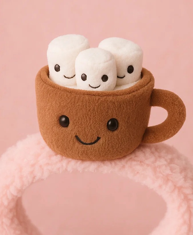 Hot Cocoa Plush Baby Headband - Soft Cartoon Infant Hair Accessory