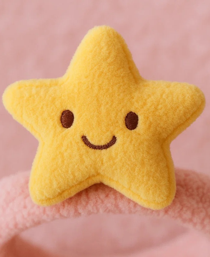 Diadema de Bebé con Estrella de Peluche - Tierno accesorio de cabello infantil con diseño de gorro de invierno