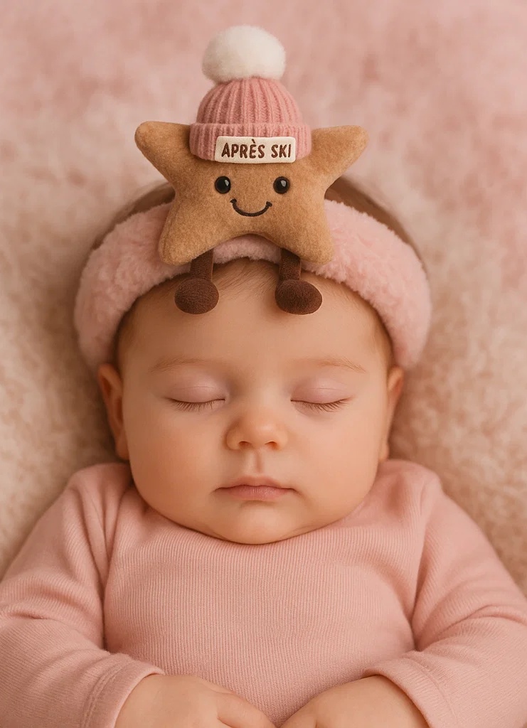 Bandeau bébé en peluche étoile - Accessoire cheveux mignon pour nourrisson avec design de bonnet d’hiver