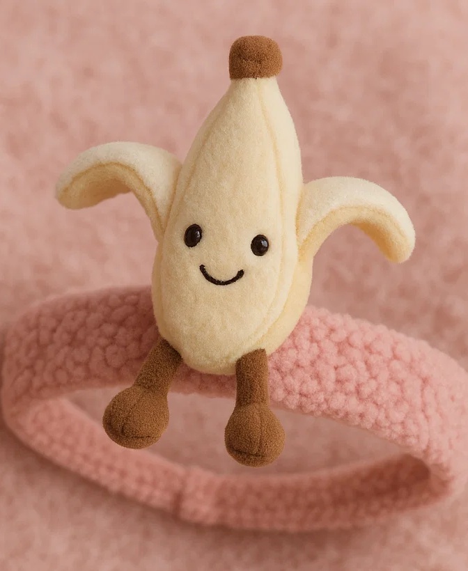 Diadema de Bebé con Plátano de Peluche - Suave accesorio de cabello de dibujos animados para infantes