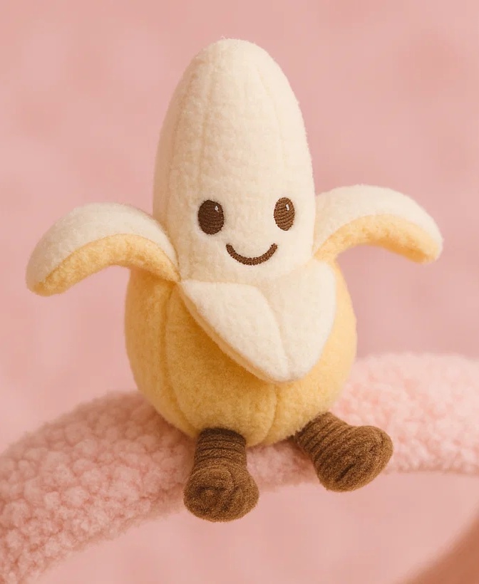 Tiara de Banana de Pelúcia para Bebê - Acessório de Cabelo Infantil Macio e Divertido