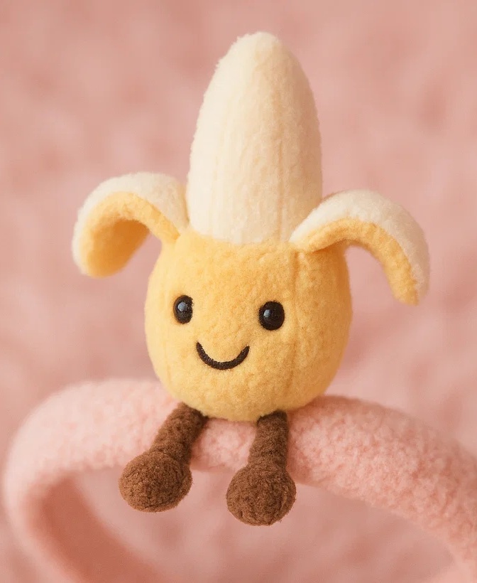 Diadema de Bebé con Plátano de Peluche - Suave accesorio de cabello de dibujos animados para infantes