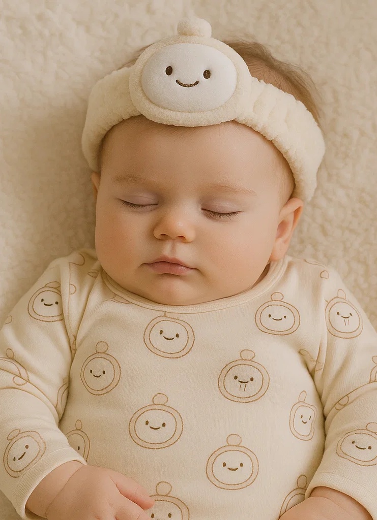 Round Face Plush Baby Headband - Soft Smiley Infant Hair Accessory