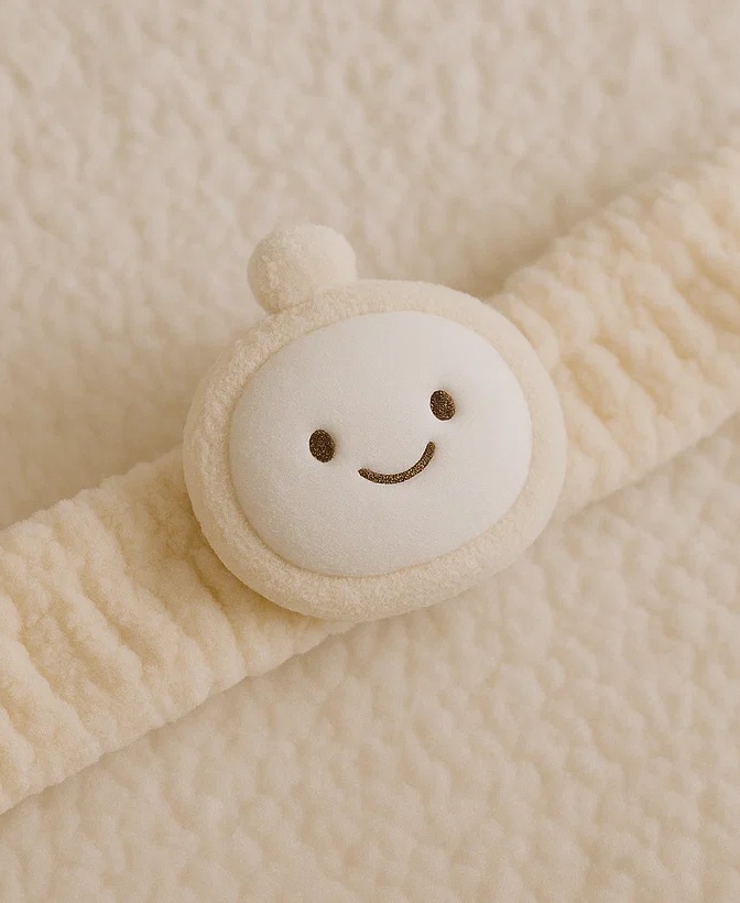 Round Face Plush Baby Headband - Soft Smiley Infant Hair Accessory