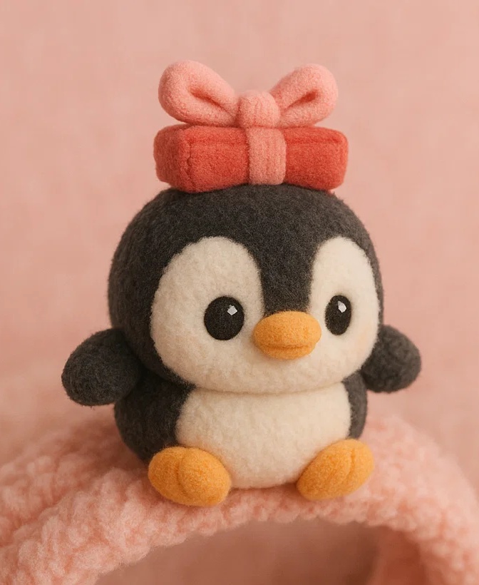 Diadema para bebé con pingüino de peluche – Accesorio de pelo lindo para recién nacidos