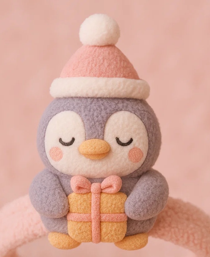 Bentiță pentru bebeluși cu pinguin de pluș – Accesoriu de păr drăguț pentru nou-născuți