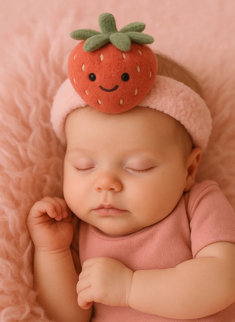 Baby-Stirnband mit Plüsch-Erdbeere – Niedliche Haaraccessoires für Kleinkinder