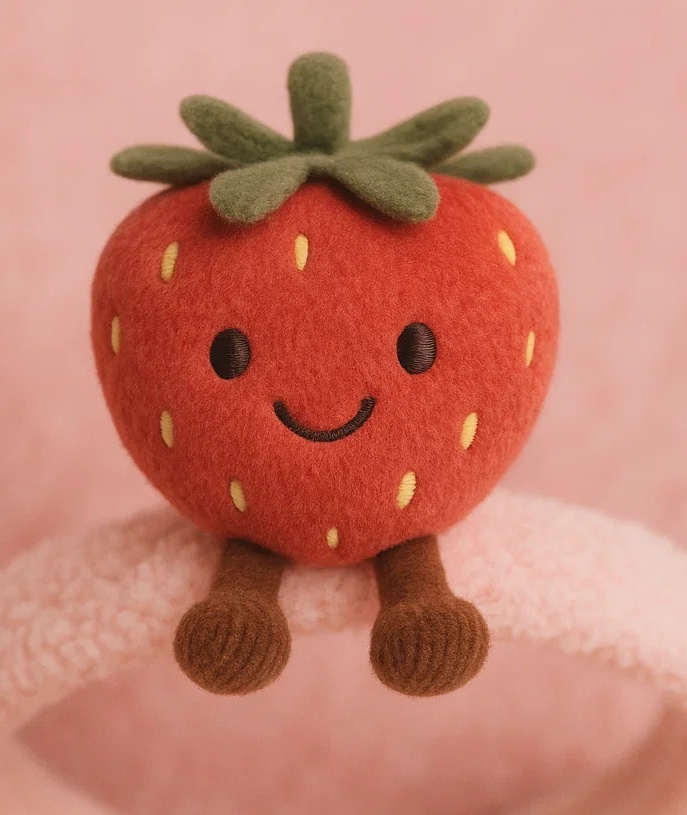 Bandeau bébé avec fraise en peluche – Accessoire cheveux mignon pour nourrisson