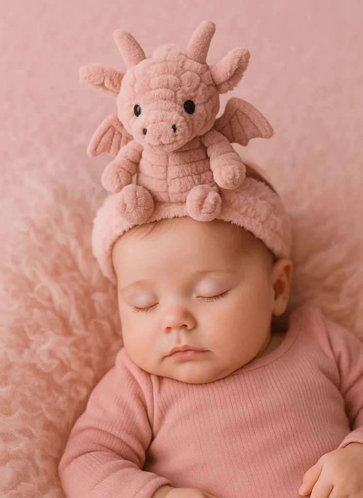 Baby Headband with Plush Dragon - Soft Infant Girl Hair Accessories