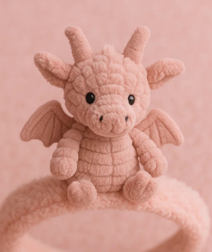Baby Headband with Plush Dragon - Soft Infant Girl Hair Accessories