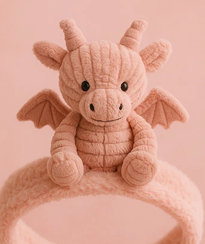 Baby Headband with Plush Dragon - Cute Infant Hair Accessories