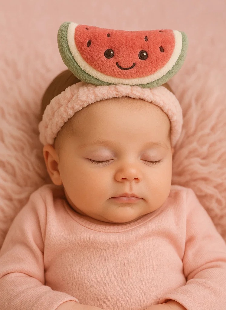 ベビーヘッドバンド（ぬいぐるみスイカ付き）– かわいい乳児用ヘアアクセサリー