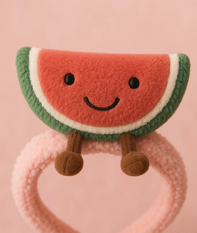 Bandeau bébé avec pastèque en peluche – Accessoire cheveux mignon pour nourrisson