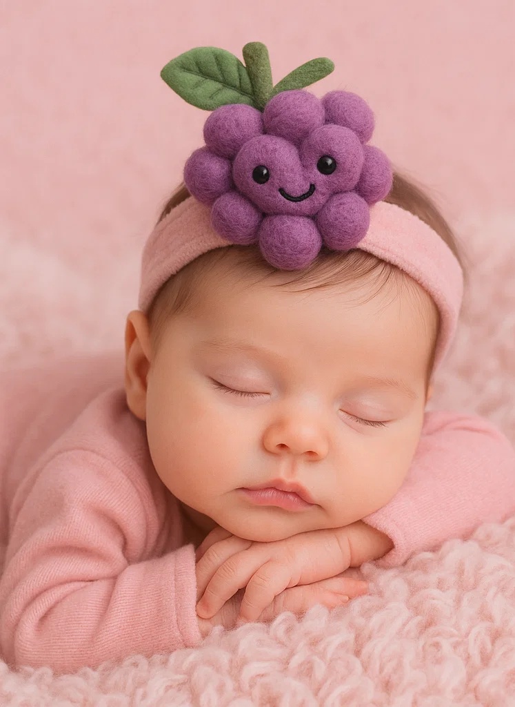 Baby Headband with Plush Grape - Cute Infant Hair Accessories
