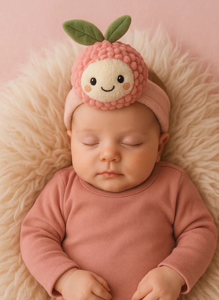Faixa de cabelo para bebê com lichia de pelúcia – Acessórios de cabelo fofos para bebês