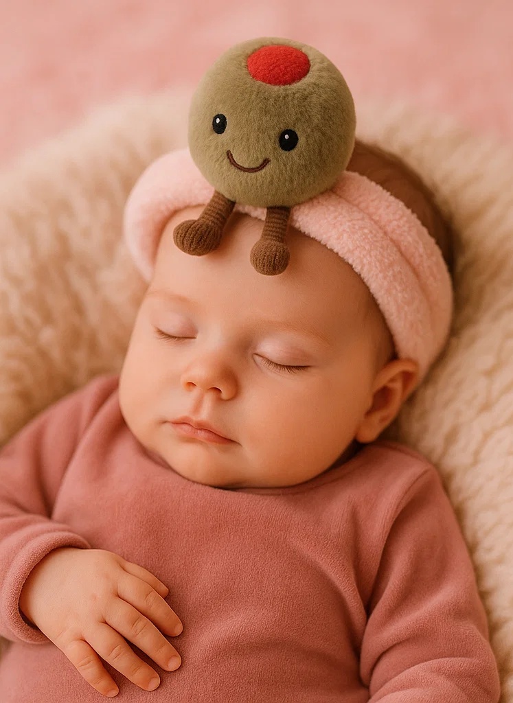 Baby Headband with Plush Olive - Cute Infant Hair Accessories