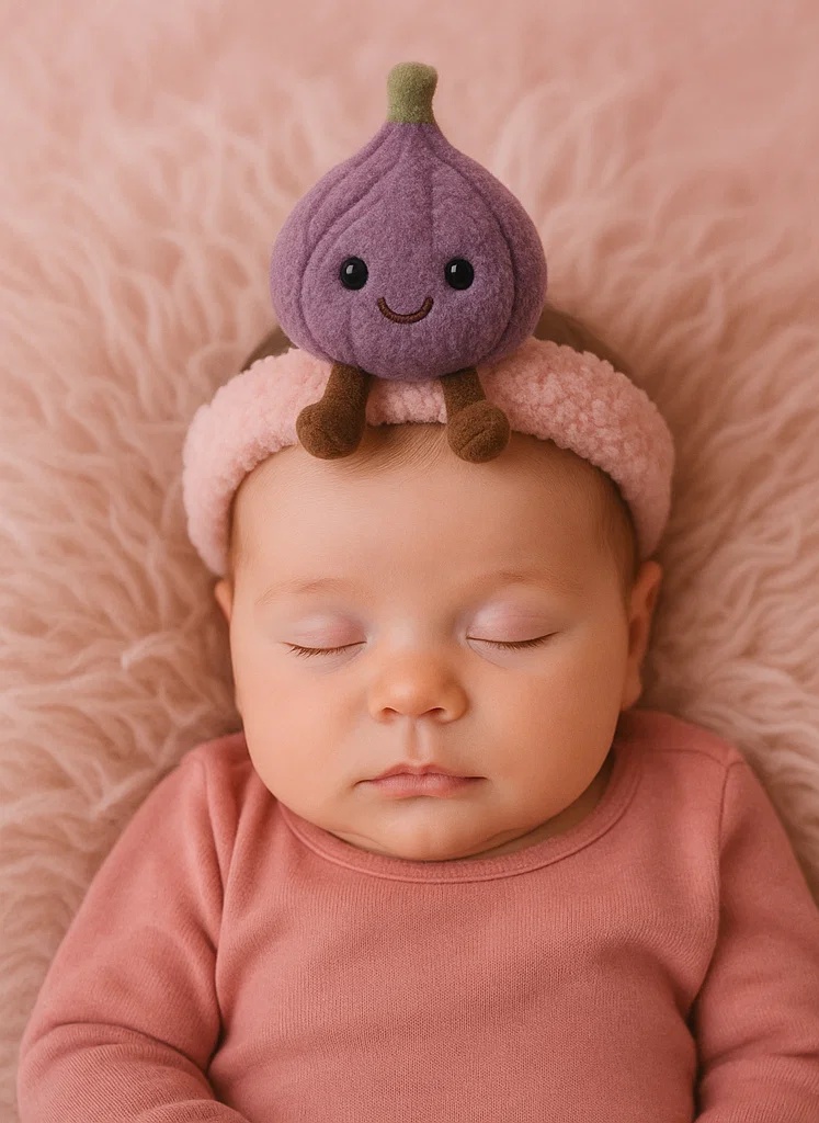 Faixa de cabelo para bebê com figo de pelúcia – Acessórios de cabelo fofos para bebês