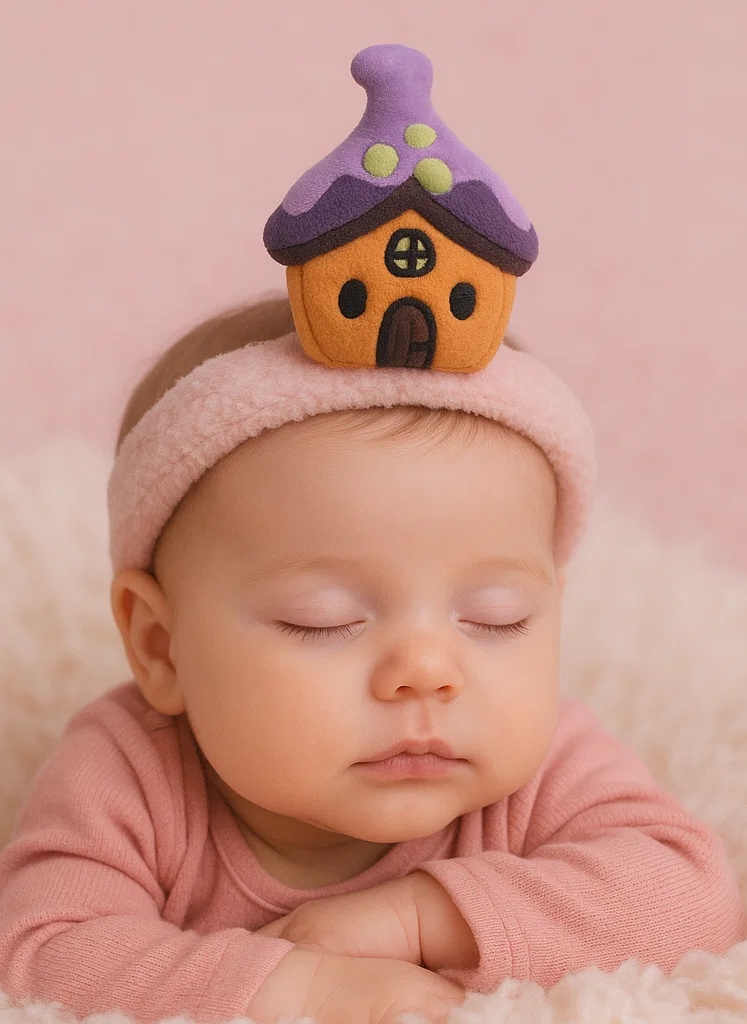 Baby Headband with Plush Cottage - Cute Infant Hair Accessories
