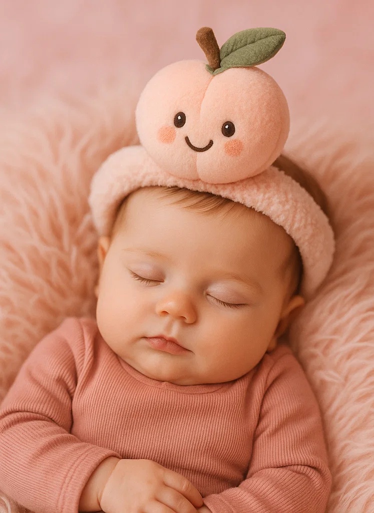 Diadema para bebé con durazno de peluche - Accesorios de cabello lindos para bebés