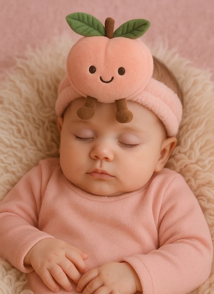 Bandeau bébé avec pêche en peluche - Accessoires cheveux mignons pour nourrissons