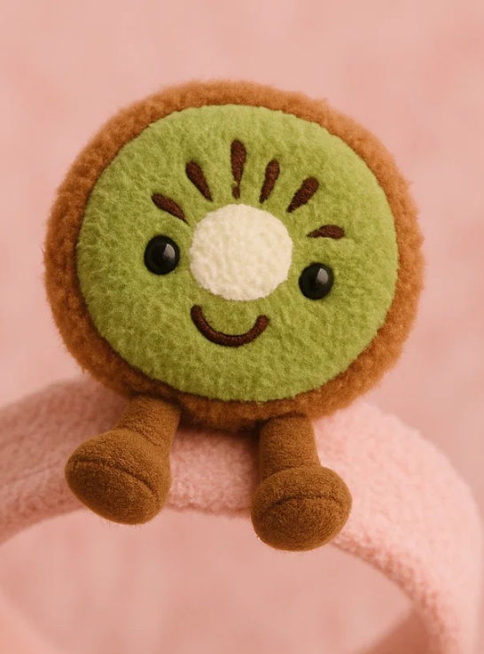 Diadema de peluche de kiwi para bebé – Accesorio de pelo suave y de dibujos animados
