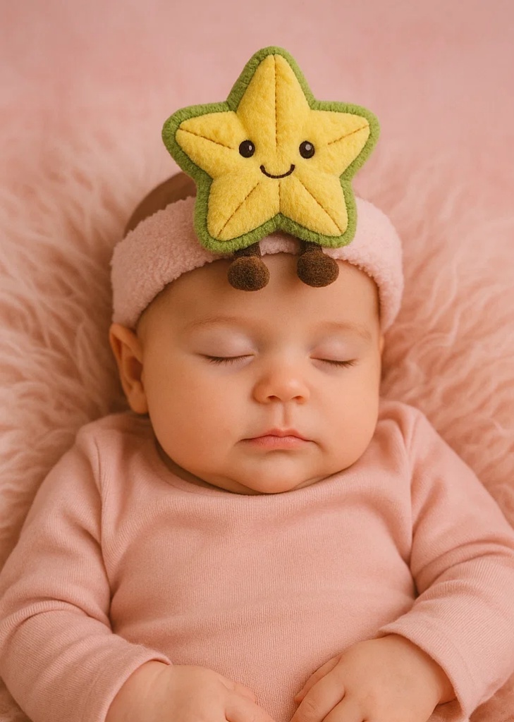Plush Star Baby Headband – Soft Yellow Cartoon Design