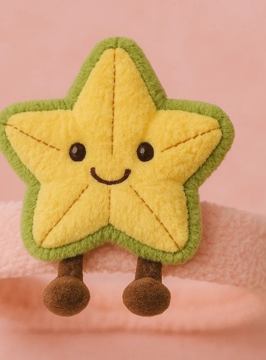 Plush Star Baby Headband – Soft Yellow Cartoon Design