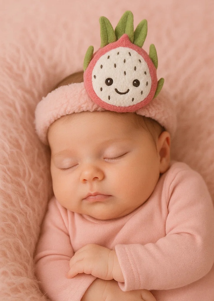 Plush Dragon Fruit Baby Headband – Soft Tropical Design