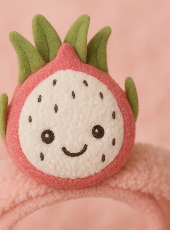 Plush Dragon Fruit Baby Headband – Soft Tropical Design