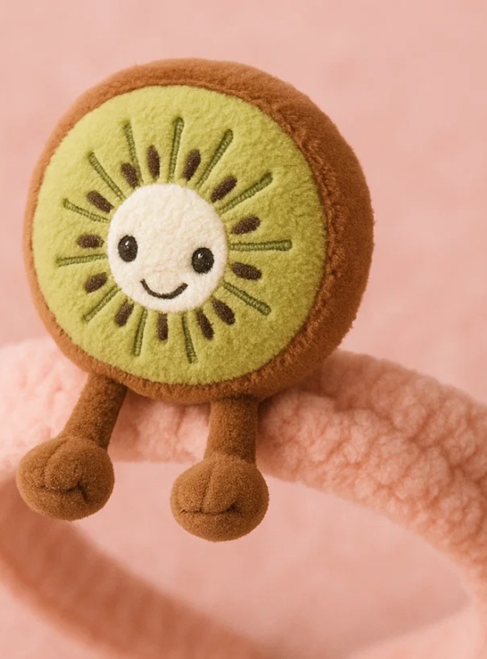 Plyšová čelenka pro miminka kiwi – Měkký kreslený vlasový doplněk