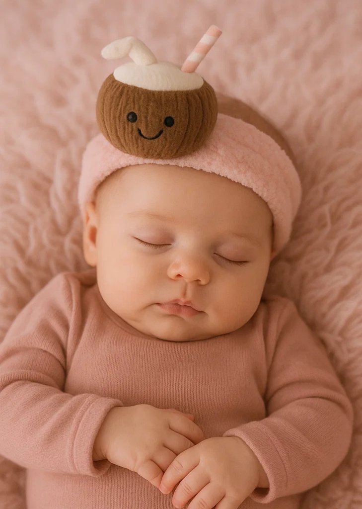 Plüsch-Kokosnuss-Stirnband für Babys – Weiches und niedliches Cartoon-Accessoire