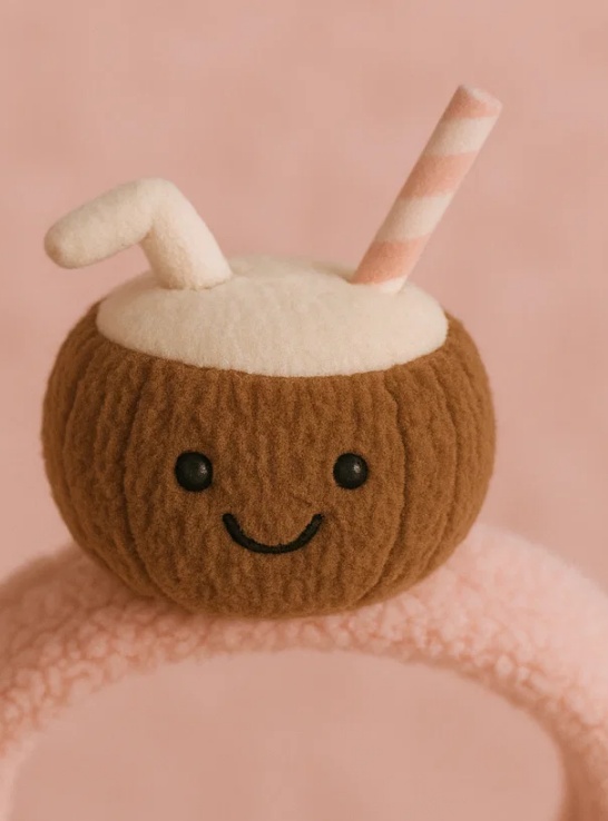 Plüsch-Kokosnuss-Stirnband für Babys – Weiches und niedliches Cartoon-Accessoire