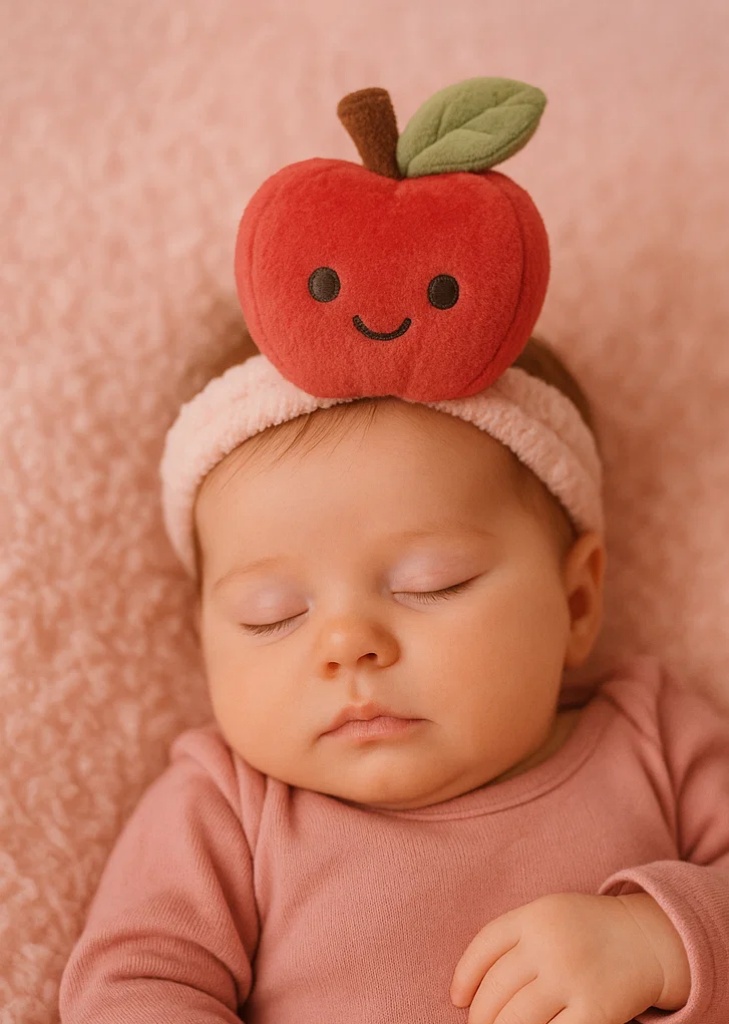 Plush Apple Baby Headband – Red Cartoon Fruit Design