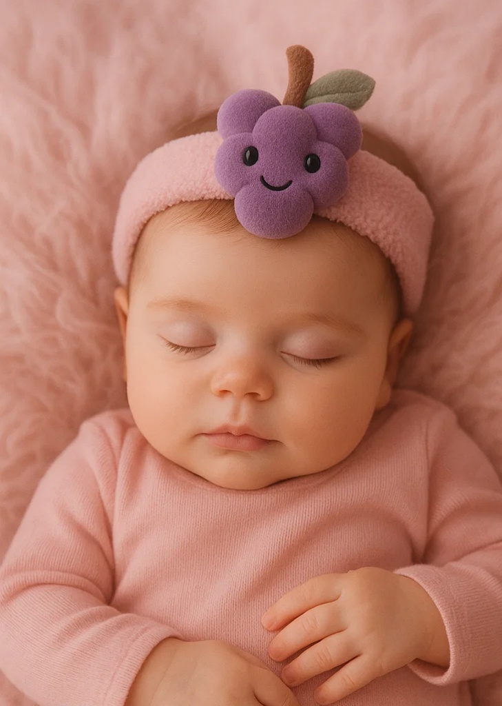 Plush Grape Baby Headband – Purple Cartoon Fruit Accessory