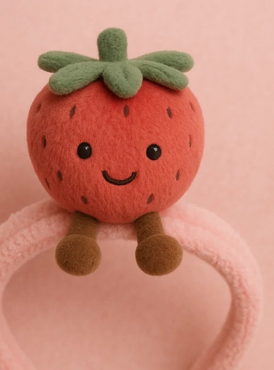 Plush Strawberry Baby Headband – Cute Red Cartoon Fruit Design