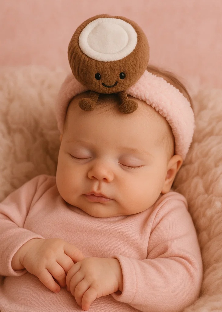 Plush Coconut Baby Headband – Soft and Adorable Cartoon Accessory