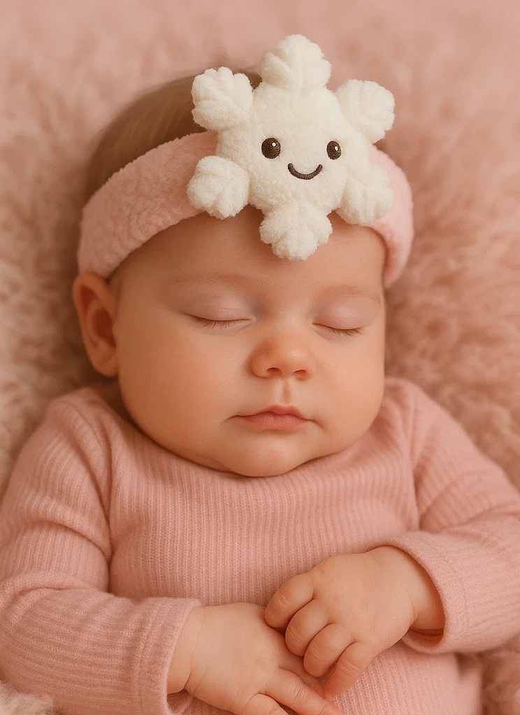 Snowflake Plush Baby Headband – Soft Winter Hair Accessory
