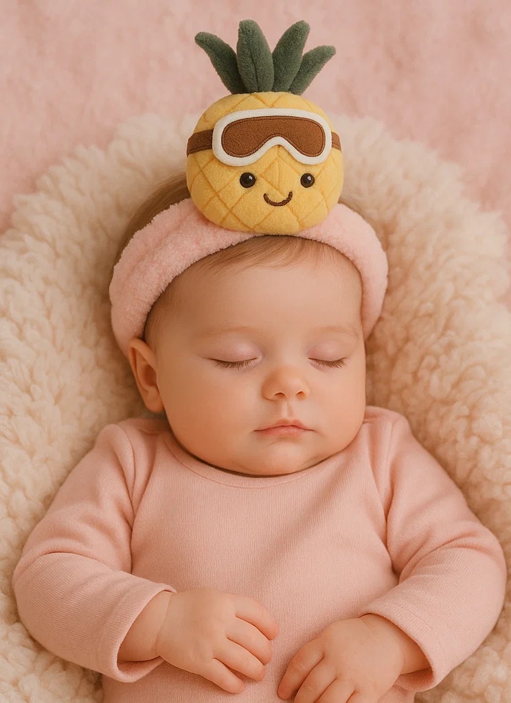 Pineapple Plush Baby Headband with Ski Goggles – Tropical Winter Style
