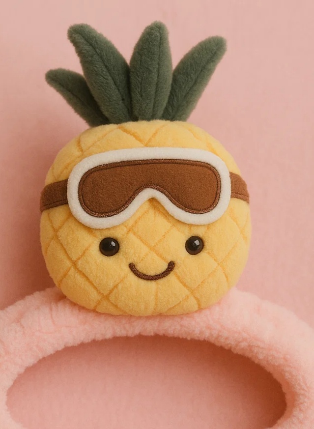 Pineapple Plush Baby Headband with Ski Goggles – Tropical Winter Style