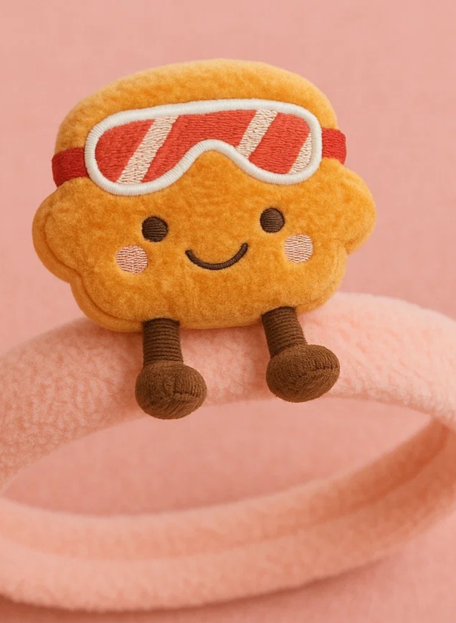 Gingerbread Plush Baby Headband with Ski Goggles – Sweet Winter Style