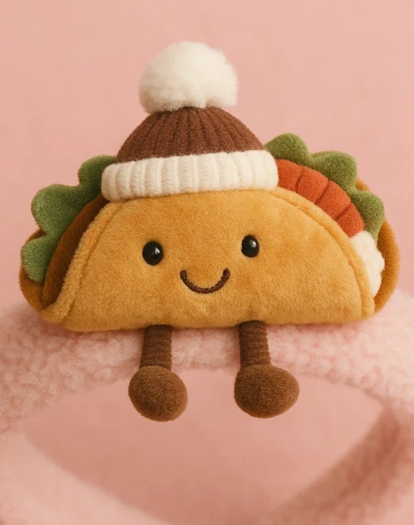 Taco Plush Baby Headband with Winter Hat – Adorable Cartoon Style