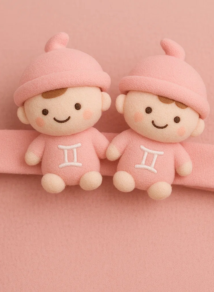 Gemini Zodiac Plush Baby Headband – Cute Horoscope Twins Character Soft Hairband for Newborns & Toddlers