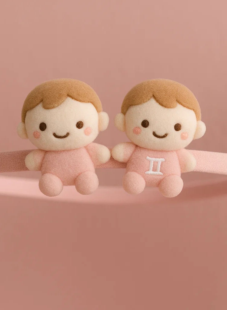 Bandeau en peluche signe Gémeaux pour bébé – Bandeau doux avec personnage horoscope mignon pour nouveau-nés et tout-petits